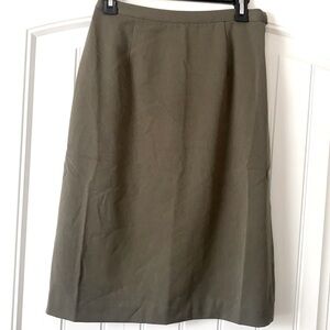 VTG NWT Appleseeds Petite Womens Midi Skirt Olive Green, Size 4P